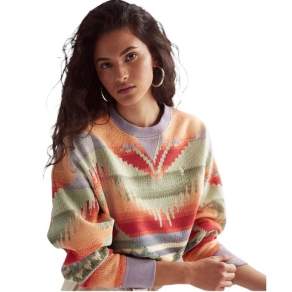 Polo Ralph Lauren Womens Size Med Southwestern Fleece Sweatshirt Multi BCN Print - Picture 2 of 12